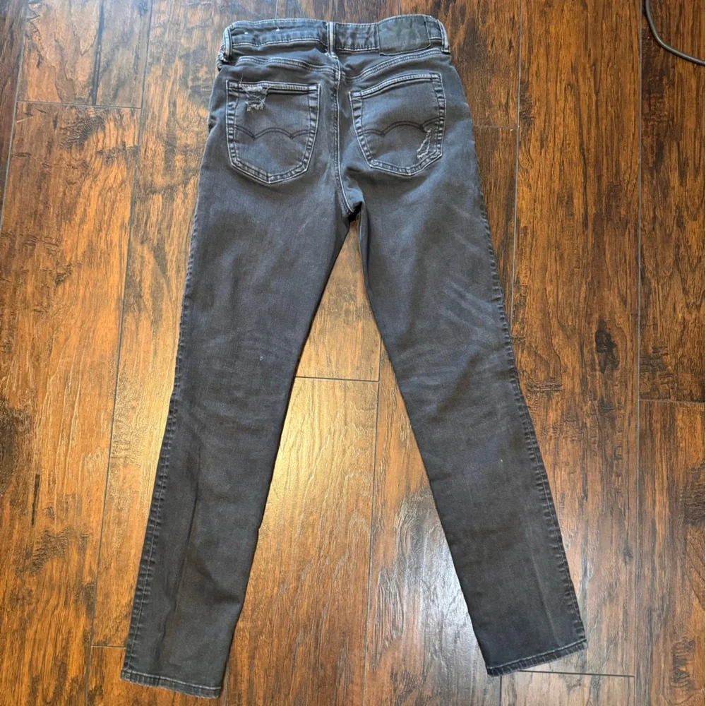 American Eagle Jeans Mens 28x32 Slim Straight Leg Black Denim‎ Distressed Grunge